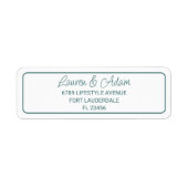 ミニマリストグリーン結婚文字差出人住所ラベル ラベル (正面)