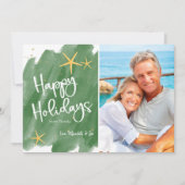 ミニマリストグリーン&金ゴールドビーチウォーターカラーホリデイ (正面)