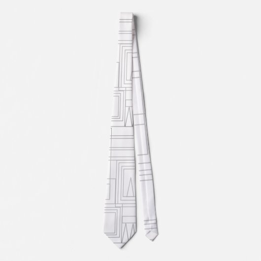 ミニマリストグレーとホワイトジオメトリックスタイルのギントタイ ネクタイ (正面)