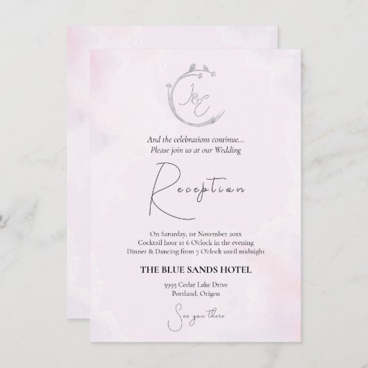 ミニマリストグレーウォーターカラーバーズブランチリース エンクロージャーカード (正面/裏面)