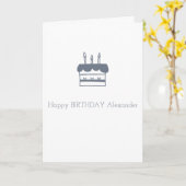 ミニマリストグレーケーキパーソナライズされたハッピーバースデー カード (黄色い花)