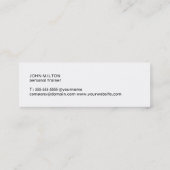 ミニマリストグレーブラックケトルベルパーソナルトレーナー スキニー名刺 (裏面)