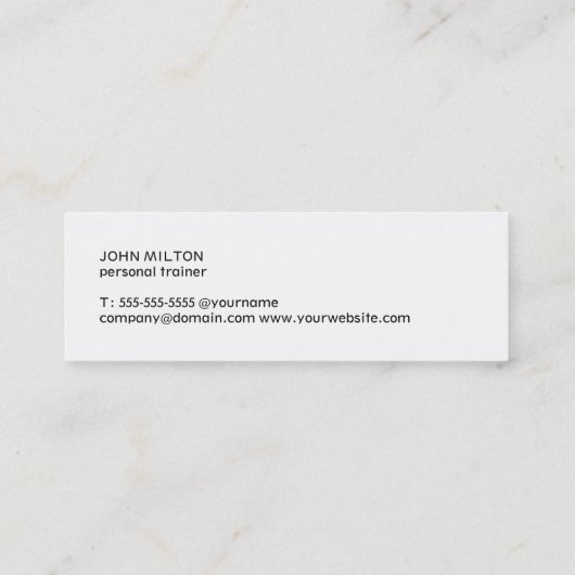 ミニマリストグレーブラックケトルベルパーソナルトレーナー スキニー名刺 (裏面)
