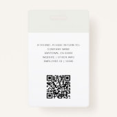 ミニマリストグレープロフェッショナル従業員フォトID QR バッジ (裏面)
