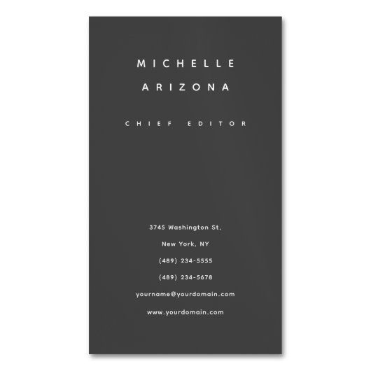 ミニマリストグレープロフェッショナル モダン マグネット名刺 (正面縦)