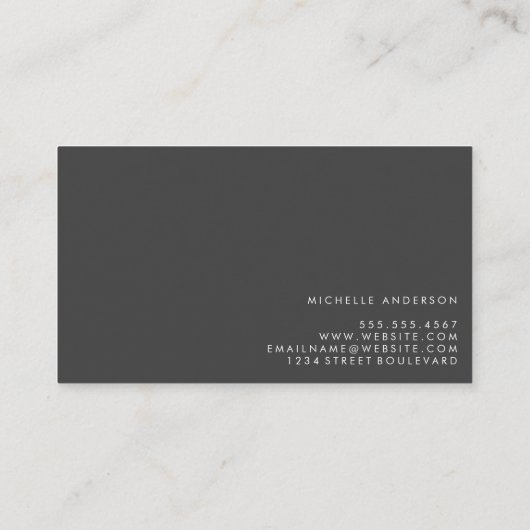 ミニマリストグレーホワイトと筆記体文字 名刺 (裏面)