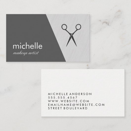 ミニマリストグレーホワイトジオメトリックシアーズ 名刺 (正面/裏面)