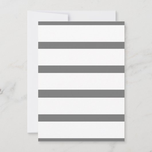 ミニマリストグレーホワイトスクリプトストライプのブライダルシャワー 招待状 (裏面)