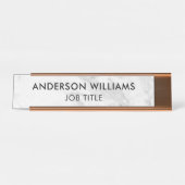 ミニマリストグレーホワイトマーブルカスタム デスクネームプレート (正面)