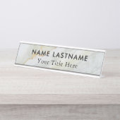 ミニマリストグレーホワイトマーブルカスタム デスクネームプレート (正面)