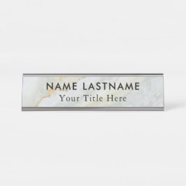 ミニマリストグレーホワイトマーブルカスタム デスクネームプレート
