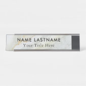 ミニマリストグレーホワイトマーブルカスタム デスクネームプレート (正面)