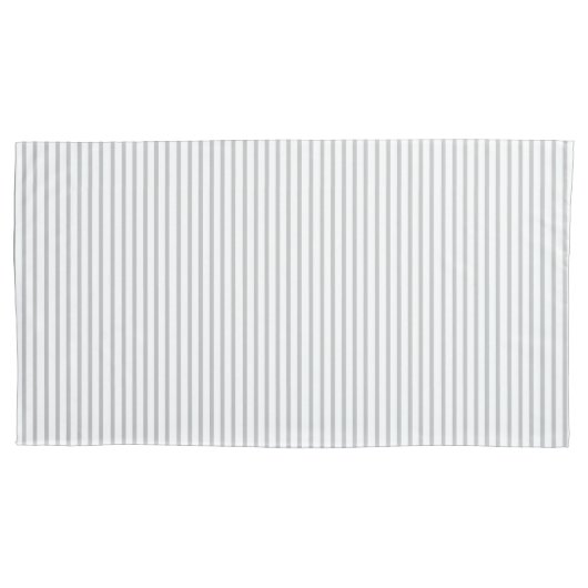 ミニマリストグレー白の縦型ピンストライプ 枕カバー (正面)