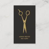 ミニマリストグレー金ゴールドシザー美容師 名刺 (正面)