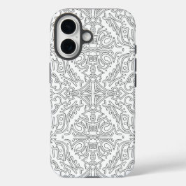 ミニマリストグレー フローラルパターン iPhone 16ケース