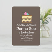 ミニマリストケーキベーキング誕生日パーティーケーキスタンド 招待状 (スタンド正面)