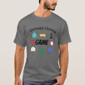 ミニマリストゲーマー文字引用文ゲームピース図 Tシャツ (正面)