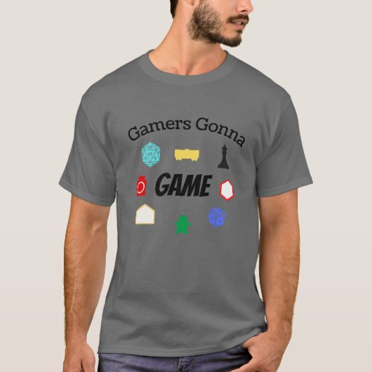 ミニマリストゲーマー文字引用文ゲームピース図 Tシャツ (正面)