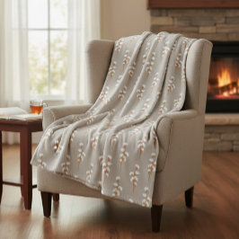 ミニマリストコットンブランチ植物学 フリースブランケット