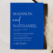 ミニマリストコバルトブルーシンプルエレガントウェディング 招待状