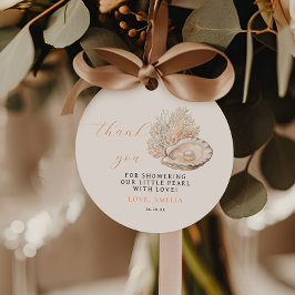 ミニマリストコースタルパールベビーシャワーメッセージカード フェイバータグ