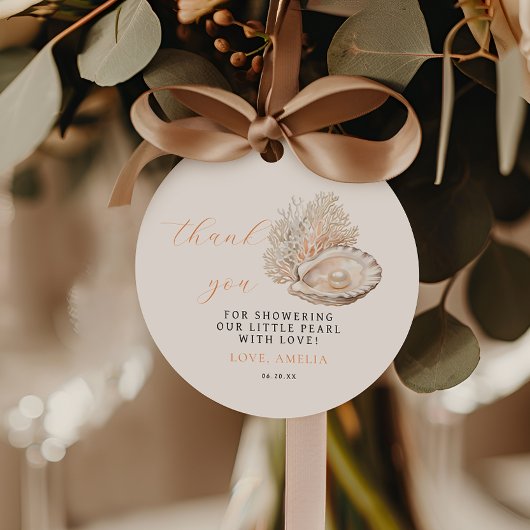 ミニマリストコースタルパールベビーシャワーメッセージカード フェイバータグ