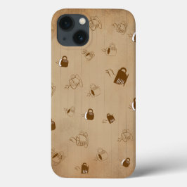 ミニマリストコーヒストライプのーカップパターン – モダン地域 iPhone 13ケース