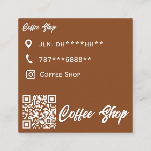 ミニマリストコーヒーショップの名刺 – Brown & Whi スクエア名刺 (裏面)