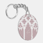 ミニマリストゴシック窓の書道ピンク淡い色の色 キーホルダー (正面左)