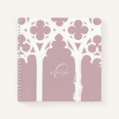 ミニマリストゴシック窓の書道ピンク淡い色の色 ノートブック (正面)