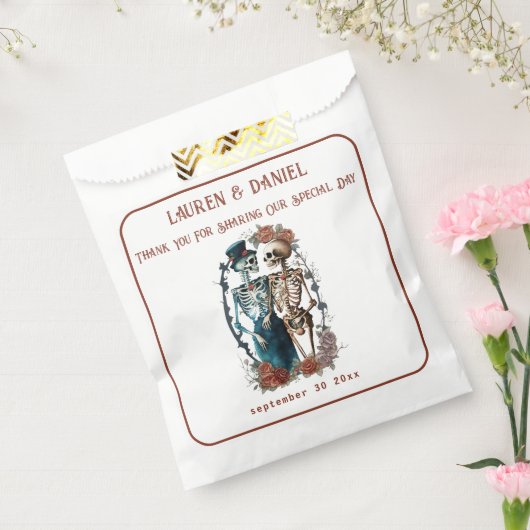 ミニマリストゴシック骨格結婚式の引き出物バッグ フェイバーバッグ (封をした状態)