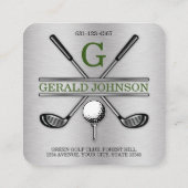 ミニマリストゴルフモノグラムスクエアビジネスカード スクエア名刺 (裏面)