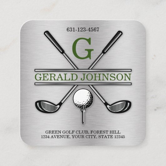 ミニマリストゴルフモノグラムスクエアビジネスカード スクエア名刺 (裏面)