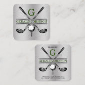 ミニマリストゴルフモノグラムスクエアビジネスカード スクエア名刺 (正面/裏面)