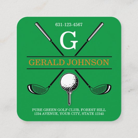 ミニマリストゴルフモノグラムデザインスクエアビジネスカ スクエア名刺 (裏面)