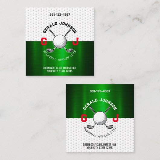 ミニマリストゴルフモノグラムデザイン スクエア名刺 (正面/裏面)