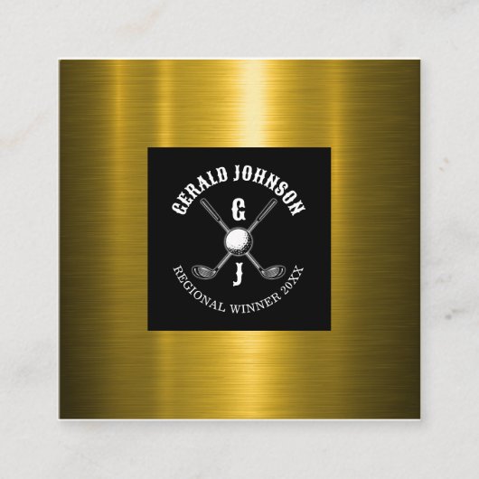 ミニマリストゴルフモノグラムデザイン スクエア名刺 (正面)