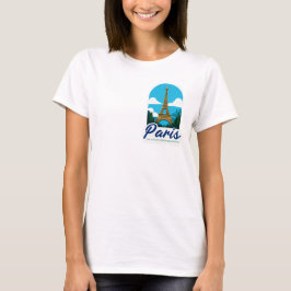 ミニマリストゴールデンエッフェルタワーイラストレーション Tシャツ