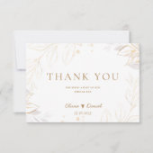 ミニマリストゴールデンフローラエレガントな結婚式 サンキューカード (正面)