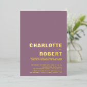 ミニマリストゴールドテキストダスティローズの結婚式の披露宴 箔招待状 (立ち正面)