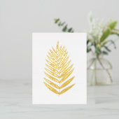 ミニマリストゴールドフォイルホワイトシダスケッチ葉書 箔招待状ポストカード (立ち正面)