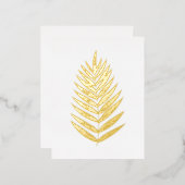 ミニマリストゴールドフォイルホワイトシダスケッチ葉書 箔招待状ポストカード (正面/裏面)