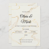 ミニマリストゴールドフォイル結婚式招待状 | モダン 招待状 (正面/裏面)