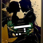 ミニマリストゴールドブラックウェディング 出欠カード