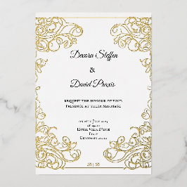 ミニマリストゴールド箔エレガント装飾招待状 箔招待状