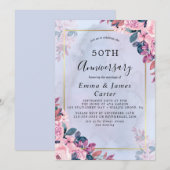ミニマリストゴールド50周年結婚記念日 招待状 (正面/裏面)