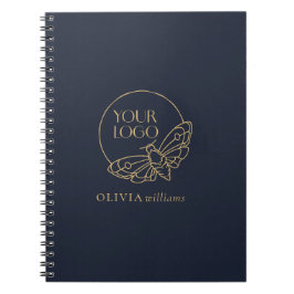 ミニマリストゴールド ネイビーブルー シンプル プロフェッショナル ロゴ ノートブック