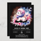 ミニマリストサファリライオン誕生日 招待状 (正面/裏面)