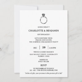 ミニマリストサプライズ婚約パーティ 招待状