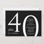 ミニマリストサプライズ40歳の誕生日パーティー 招待状 (正面)